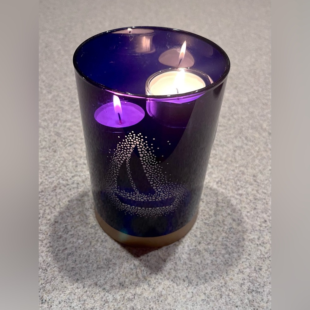 Yankee Candle - blue stained glass tea light candle holder